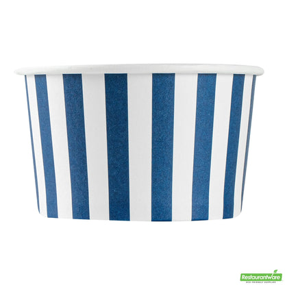 Wholesale Restaurantware 5 Oz Round Blue and White Stripe Paper to Go Cup - 3.3" X 3.3" X 1.9"- Bulk