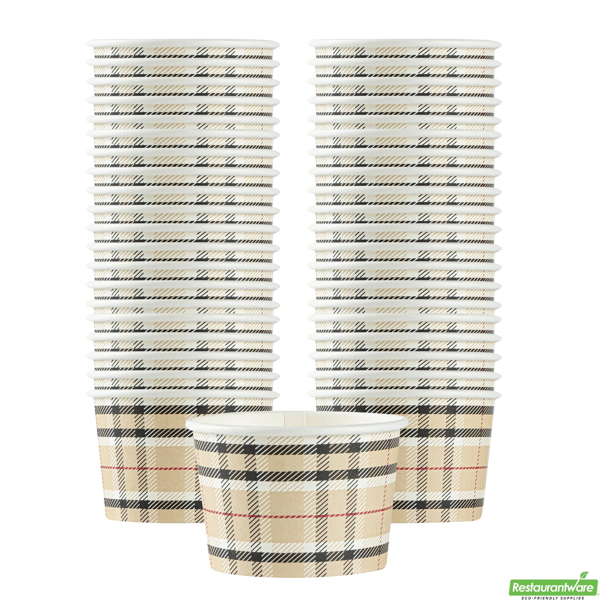 Wholesale Restaurantware 4 Oz Round Plaid Paper To Go Cup- Bulk