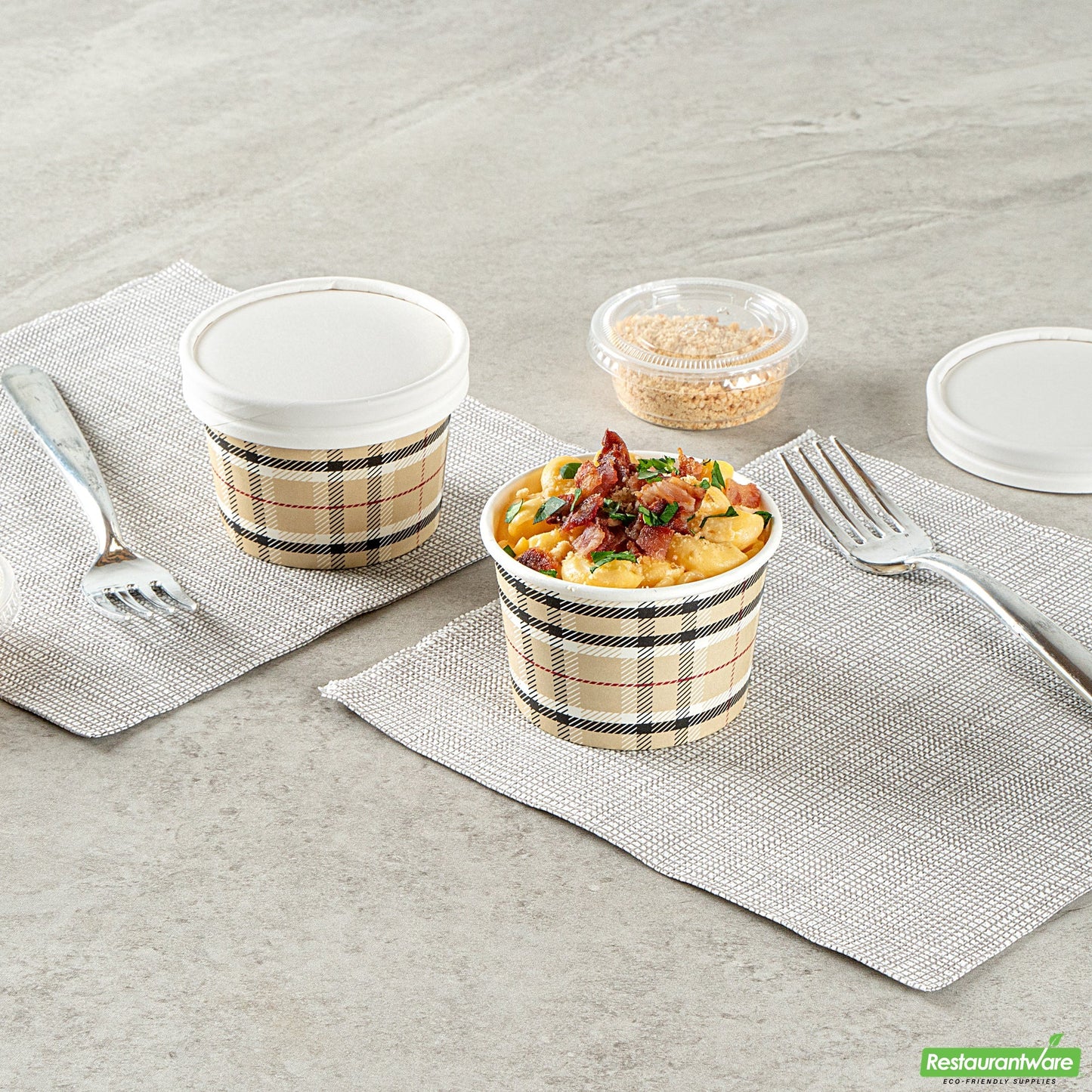 Wholesale Restaurantware 4 Oz Round Plaid Paper To Go Cup- Bulk