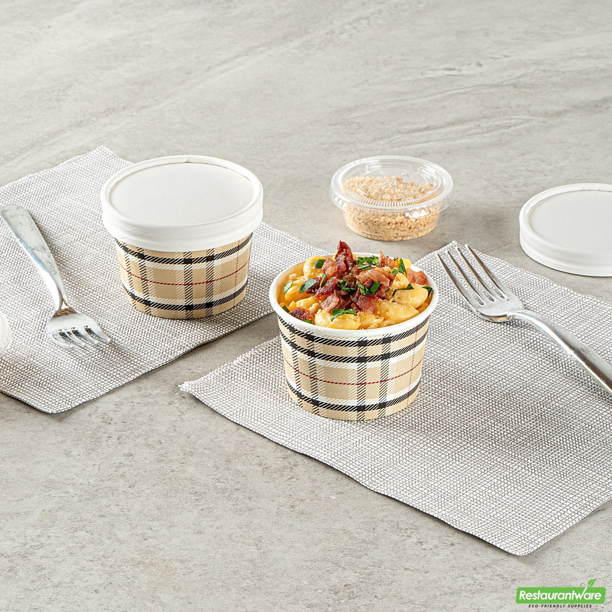 Wholesale Restaurantware 4 Oz Round Plaid Paper To Go Cup- Bulk