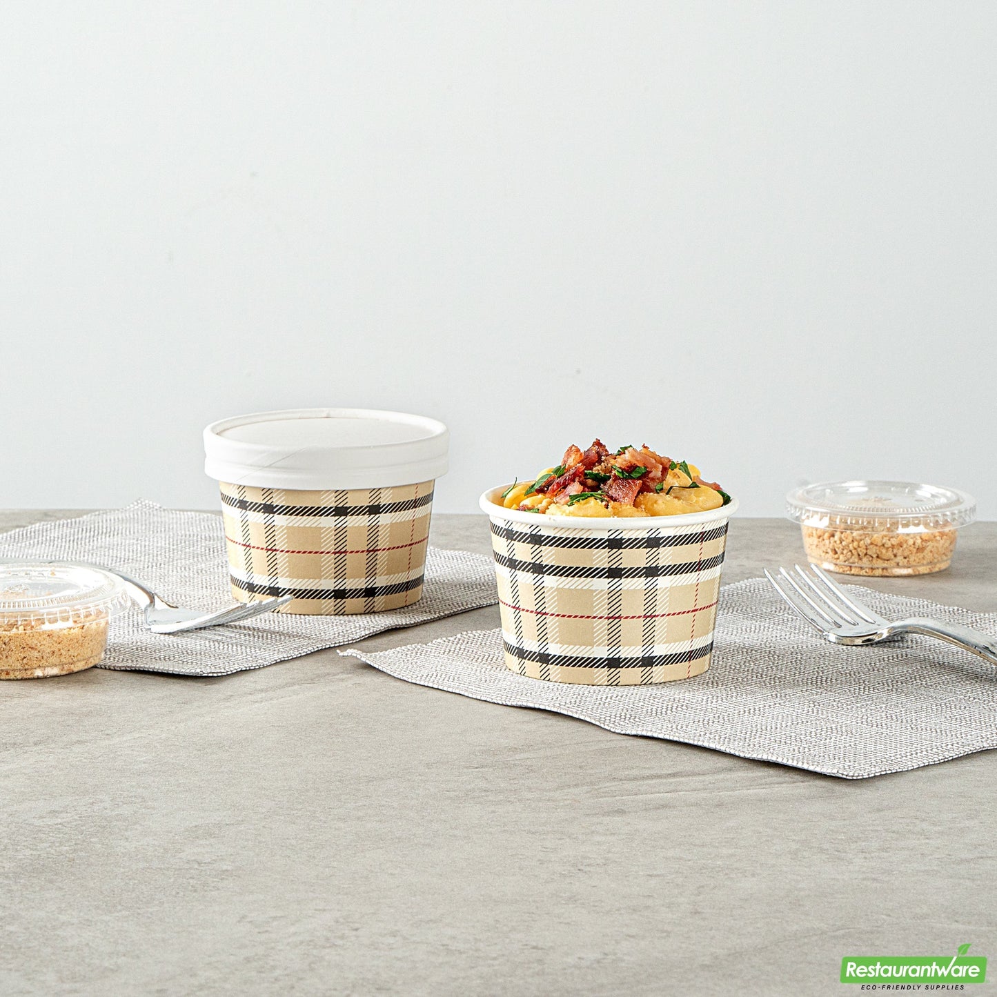 Wholesale Restaurantware 4 Oz Round Plaid Paper To Go Cup- Bulk