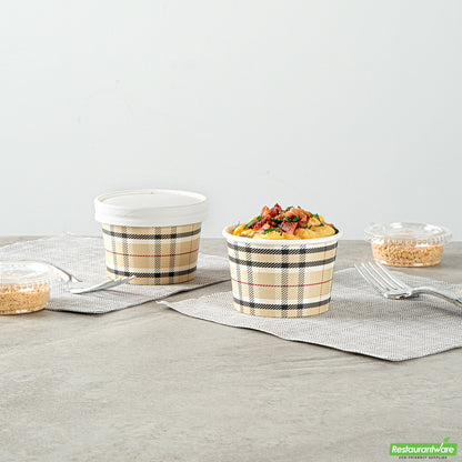 Wholesale Restaurantware 4 Oz Round Plaid Paper To Go Cup- Bulk