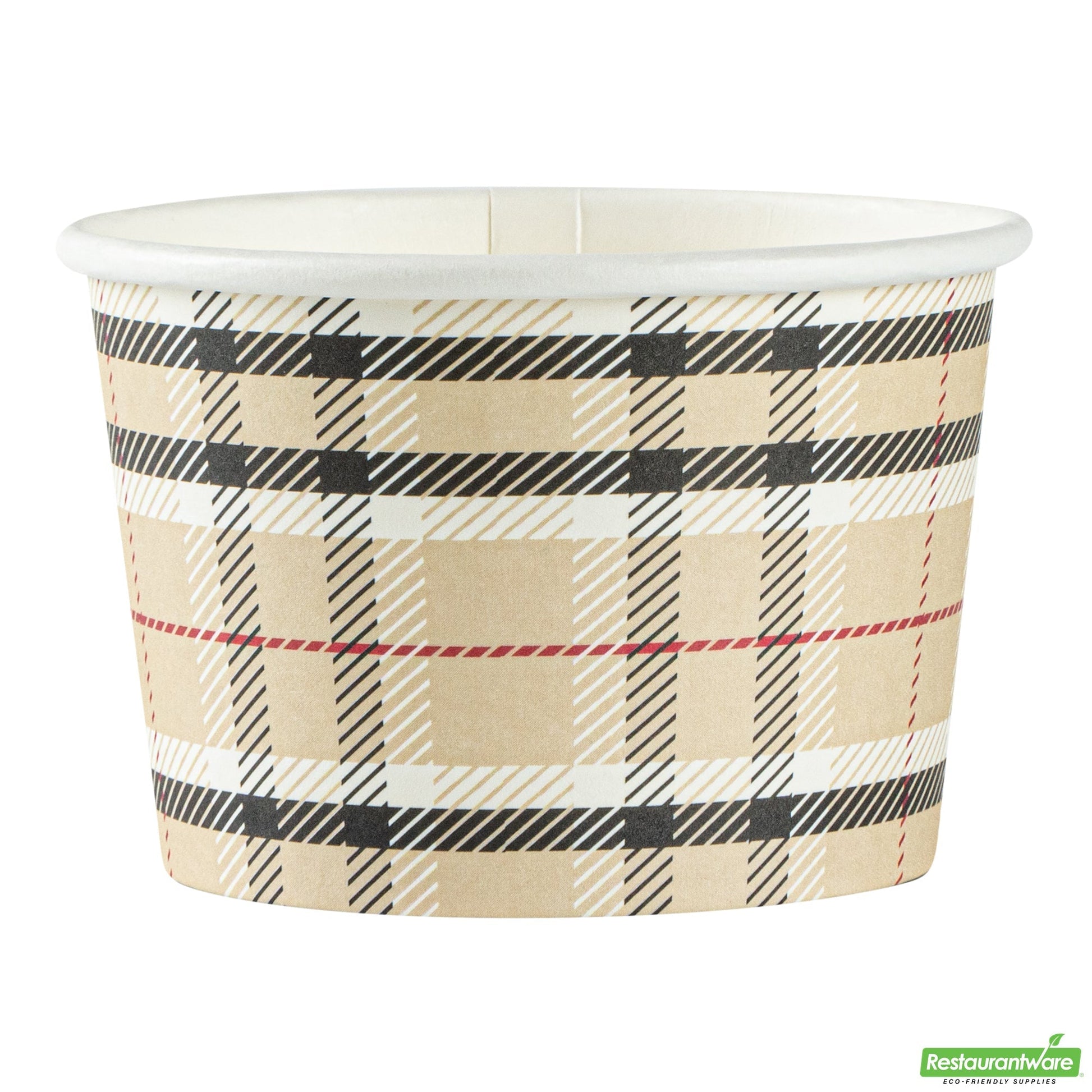 Wholesale Restaurantware 4 Oz Round Plaid Paper To Go Cup- Bulk