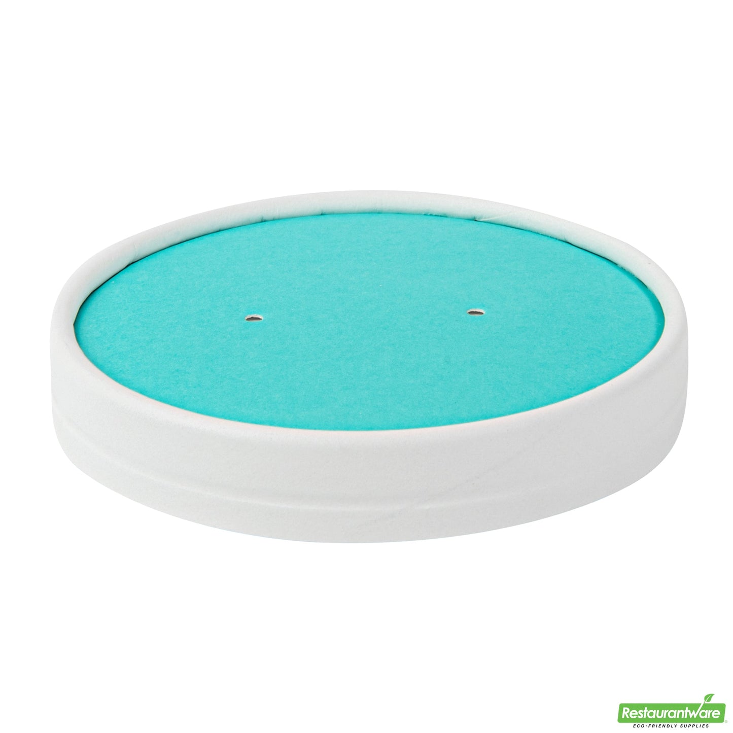 Wholesale Restaurantware Bio Tek Round Turquoise Paper Soup Container Lid - Fits 12 oz- Bulk