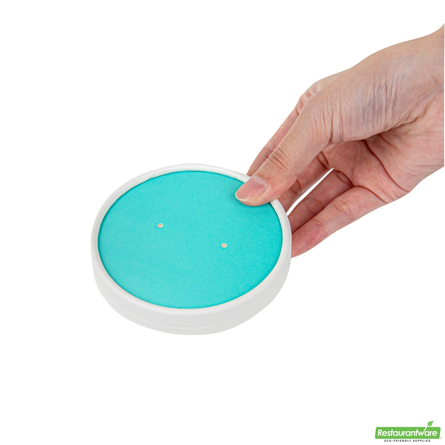 Wholesale Restaurantware Bio Tek Round Turquoise Paper Soup Container Lid - Fits 12 oz- Bulk