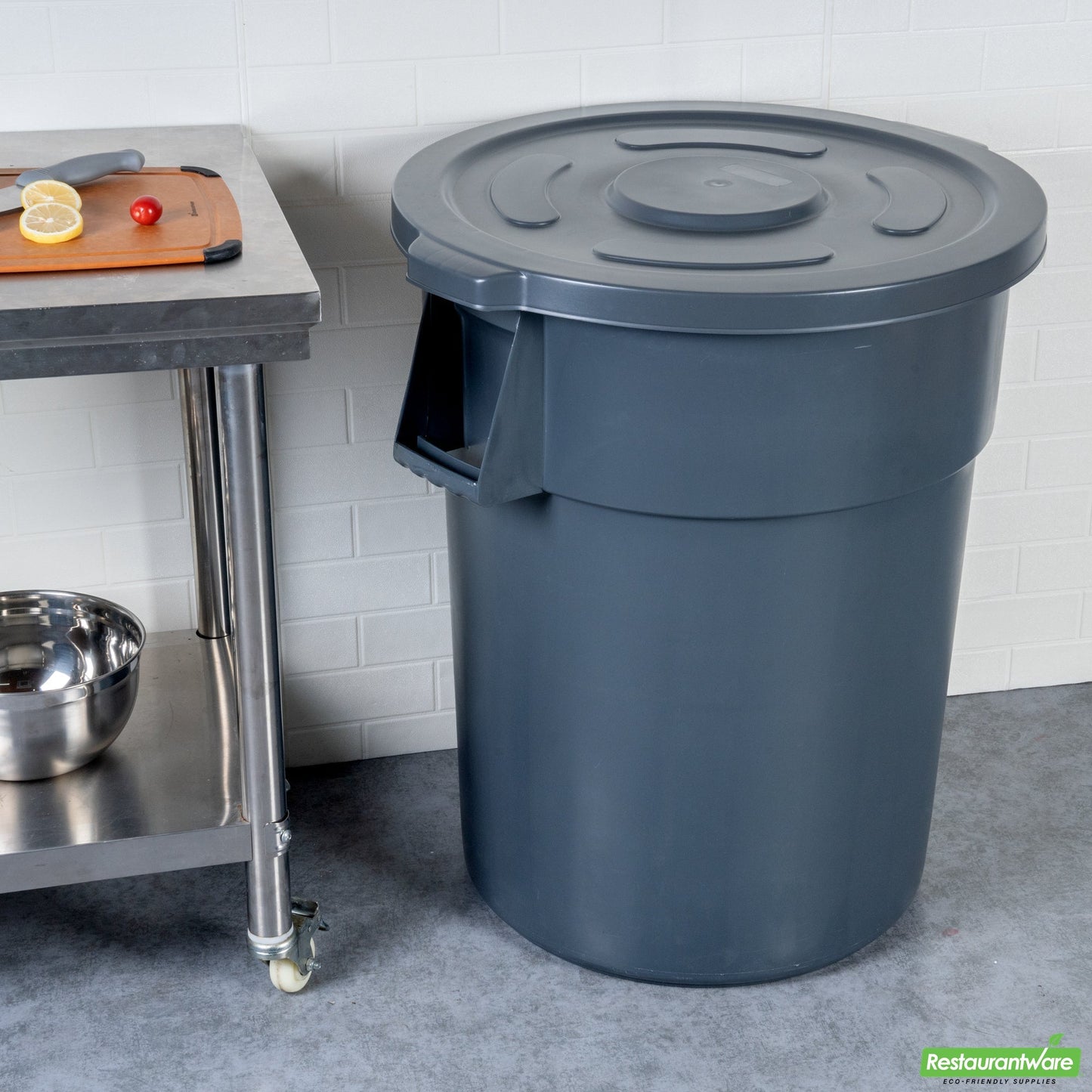 Wholesale Restaurantware Gray Plastic Commercial Trash Can / Ingredient Bin Lid - Fits 55 Gal- Bulk