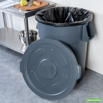 Wholesale Restaurantware Gray Plastic Commercial Trash Can / Ingredient Bin Lid - Fits 55 Gal- Bulk