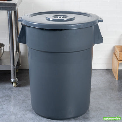 Wholesale Restaurantware Gray Plastic Commercial Trash Can / Ingredient Bin Lid - Fits 44 Gal- Bulk