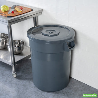 Wholesale Restaurantware Gray Plastic Commercial Trash Can / Ingredient Bin Lid - Fits 32 Gal- Bulk