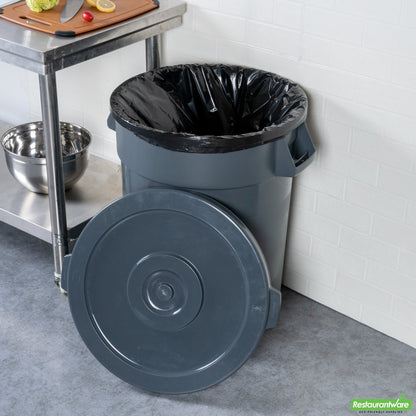 Wholesale Restaurantware Gray Plastic Commercial Trash Can / Ingredient Bin Lid - Fits 32 Gal- Bulk