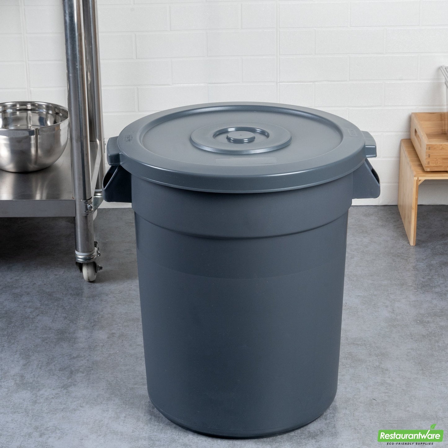 Wholesale Restaurantware Gray Plastic Commercial Trash Can / Ingredient Bin Lid - Fits 20 Gal- Bulk