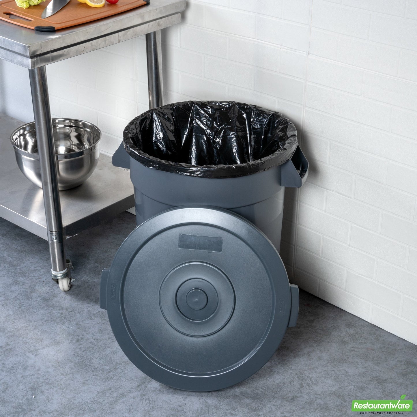 Wholesale Restaurantware Gray Plastic Commercial Trash Can / Ingredient Bin Lid - Fits 20 Gal- Bulk
