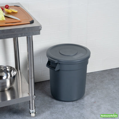 Wholesale Restaurantware Gray Plastic Commercial Trash Can / Ingredient Bin Lid - Fits 10 Gal- Bulk