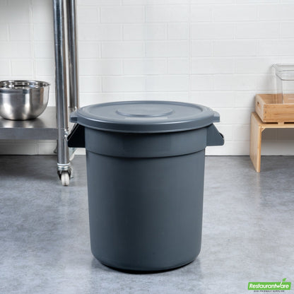 Wholesale Restaurantware Gray Plastic Commercial Trash Can / Ingredient Bin Lid - Fits 10 Gal- Bulk