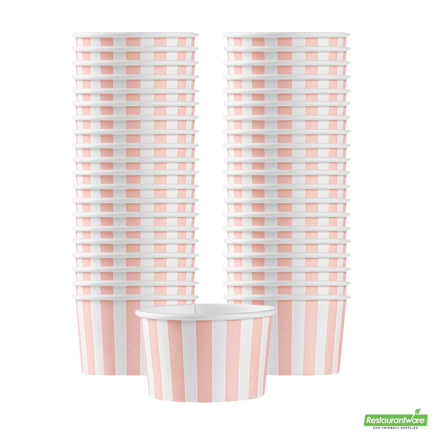 Wholesale Restaurantware 3 Oz Round Pink and White Stripe Paper To Go Cup- Bulk
