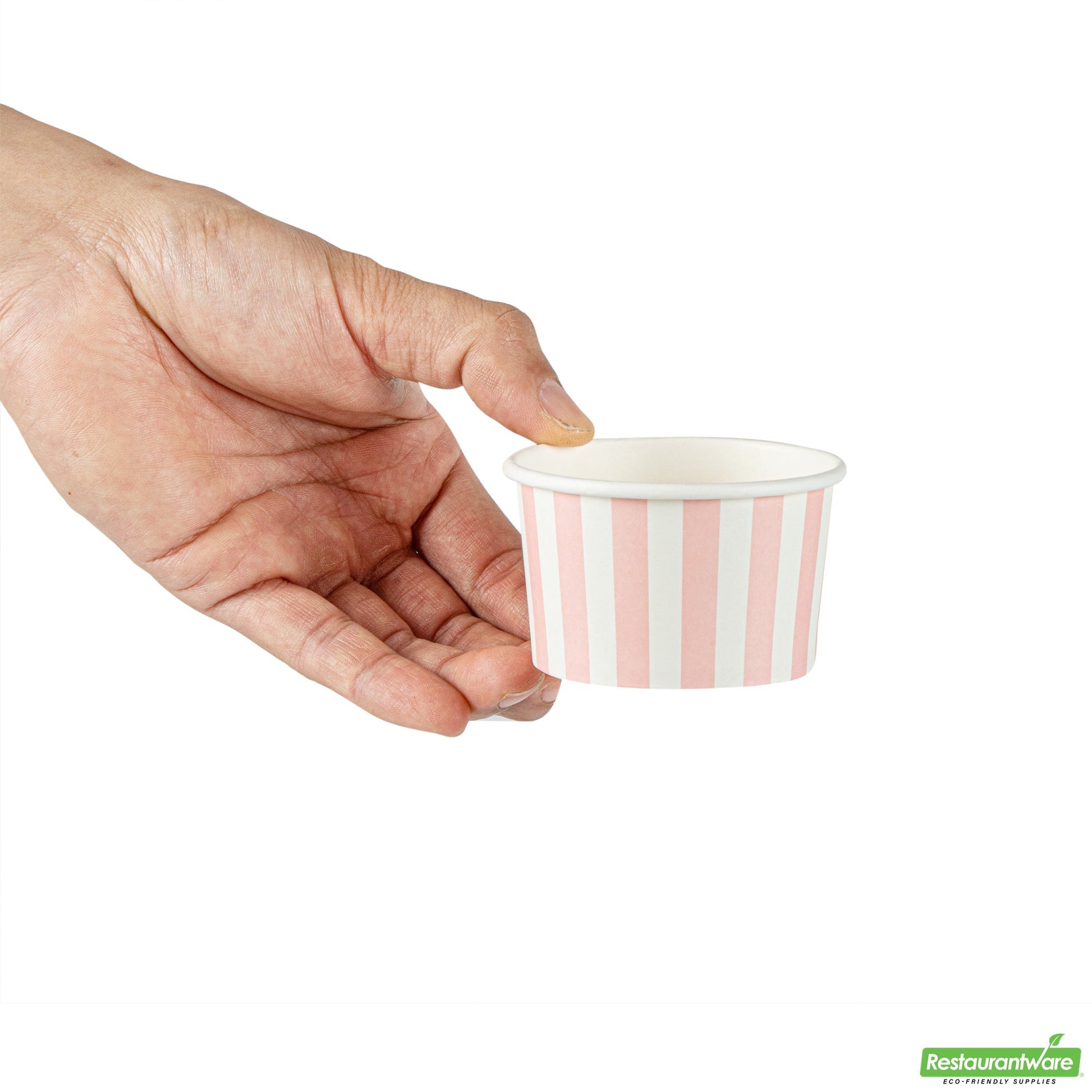 Wholesale Restaurantware 3 Oz Round Pink and White Stripe Paper To Go Cup- Bulk