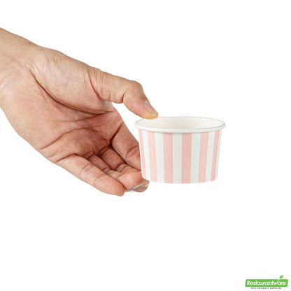 Wholesale Restaurantware 3 Oz Round Pink and White Stripe Paper To Go Cup- Bulk