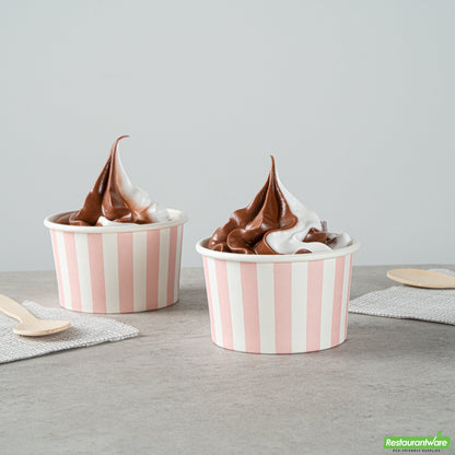 Wholesale Restaurantware 3 Oz Round Pink and White Stripe Paper To Go Cup- Bulk