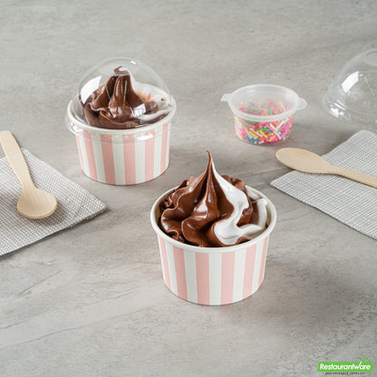 Wholesale Restaurantware 3 Oz Round Pink and White Stripe Paper To Go Cup- Bulk