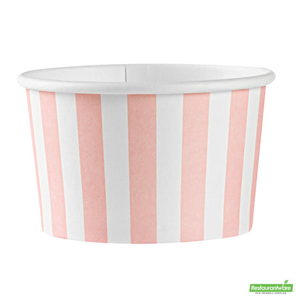 Wholesale Restaurantware 3 Oz Round Pink and White Stripe Paper To Go Cup- Bulk