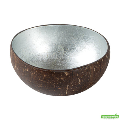Wholesale Restaurantware Coco Casa 16 oz Metallic Silver Handmade Coconut Bowl- Bulk