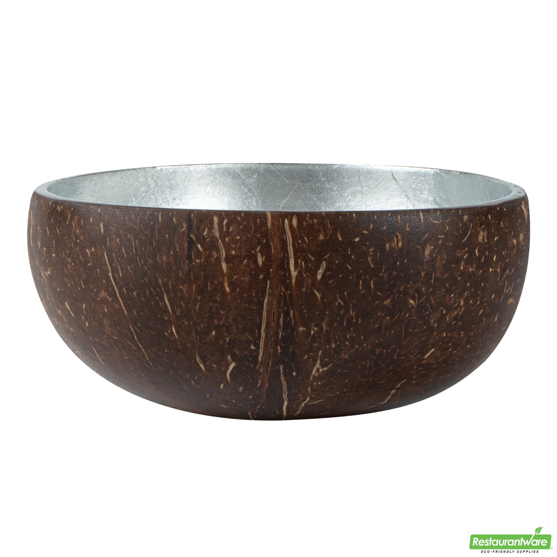 Wholesale Restaurantware Coco Casa 16 oz Metallic Silver Handmade Coconut Bowl- Bulk