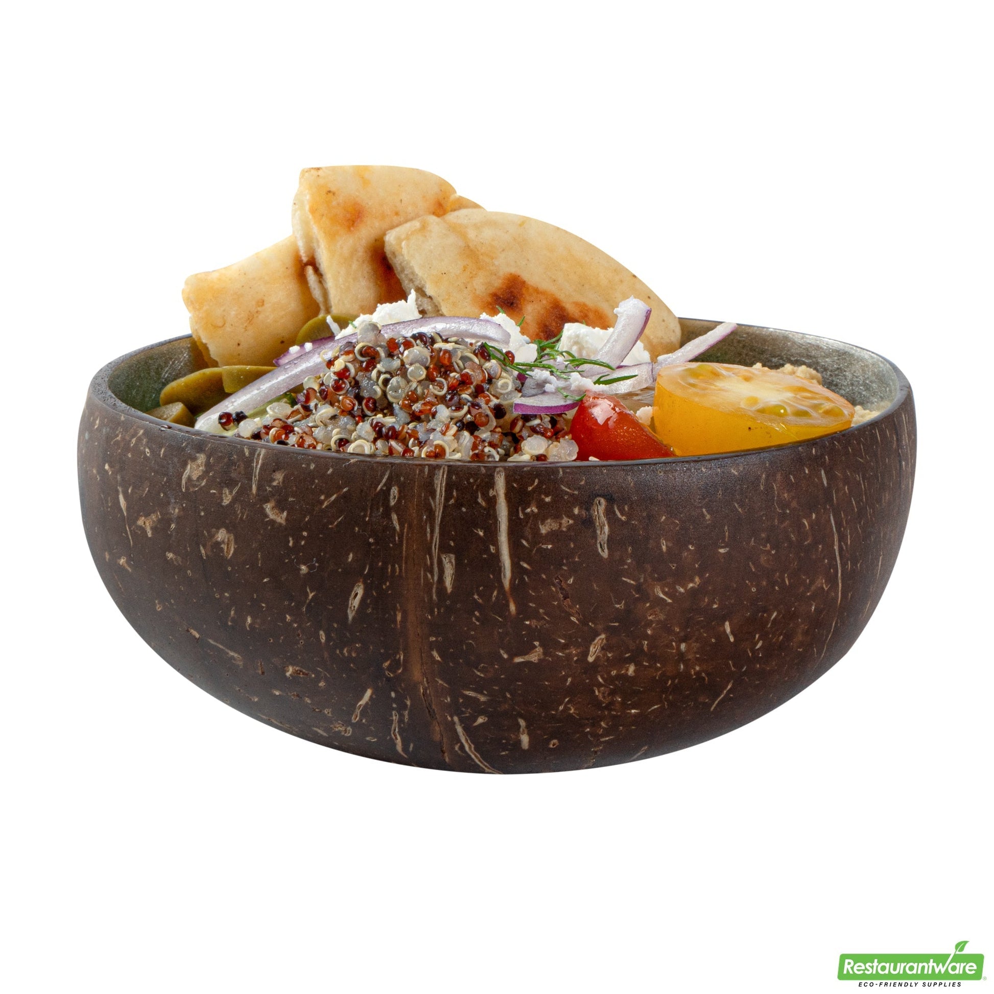 Wholesale Restaurantware Coco Casa 16 oz Metallic Silver Handmade Coconut Bowl- Bulk