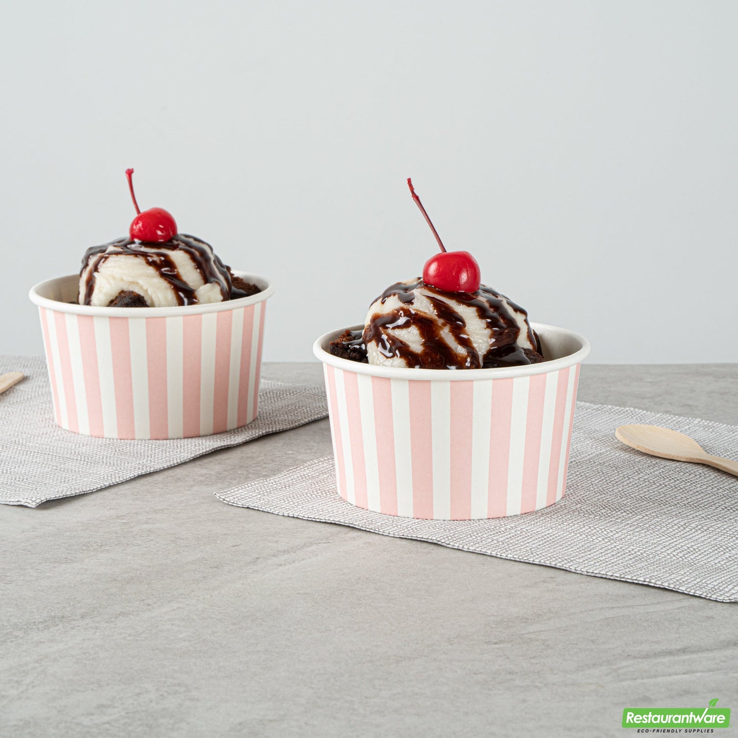 Wholesale Restaurantware 8 Oz Round Pink and White Stripe Paper to Go Cup - 3.7" X 3.7" X 2.2"- Bulk