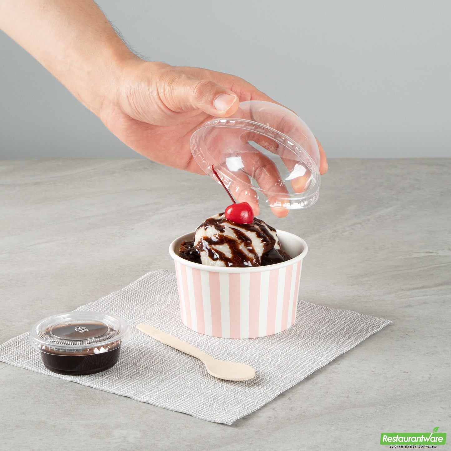 Wholesale Restaurantware 8 Oz Round Pink and White Stripe Paper to Go Cup - 3.7" X 3.7" X 2.2"- Bulk