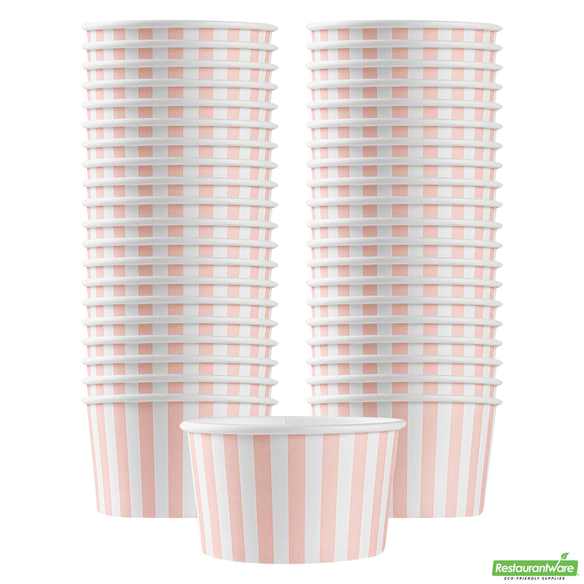 Wholesale Restaurantware 12 Oz Round Pink and White Stripe Paper To Go Cup- Bulk