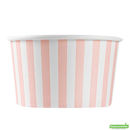 Wholesale Restaurantware 12 Oz Round Pink and White Stripe Paper To Go Cup- Bulk