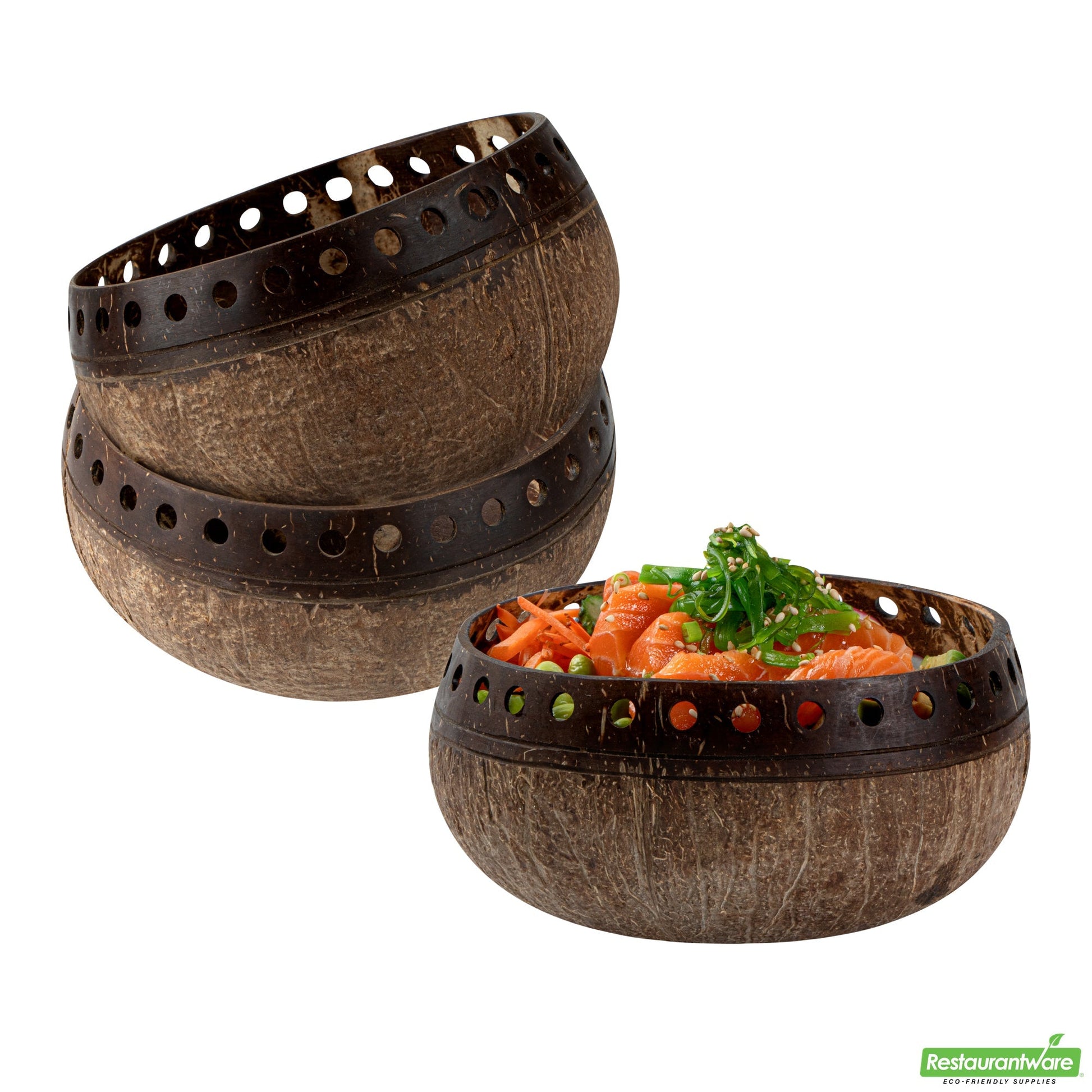 Wholesale Restaurantware Coco Casa 21 oz Handmade Punchout Coconut Bowl- Bulk