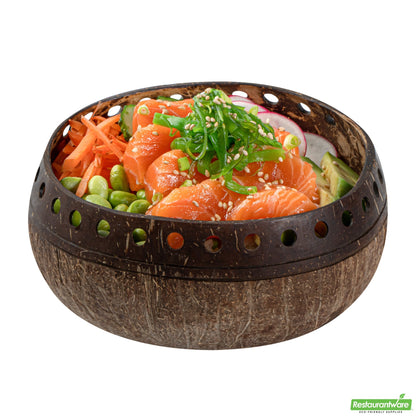 Wholesale Restaurantware Coco Casa 21 oz Handmade Punchout Coconut Bowl- Bulk