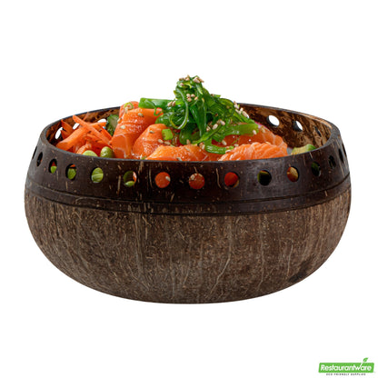 Wholesale Restaurantware Coco Casa 21 oz Handmade Punchout Coconut Bowl- Bulk