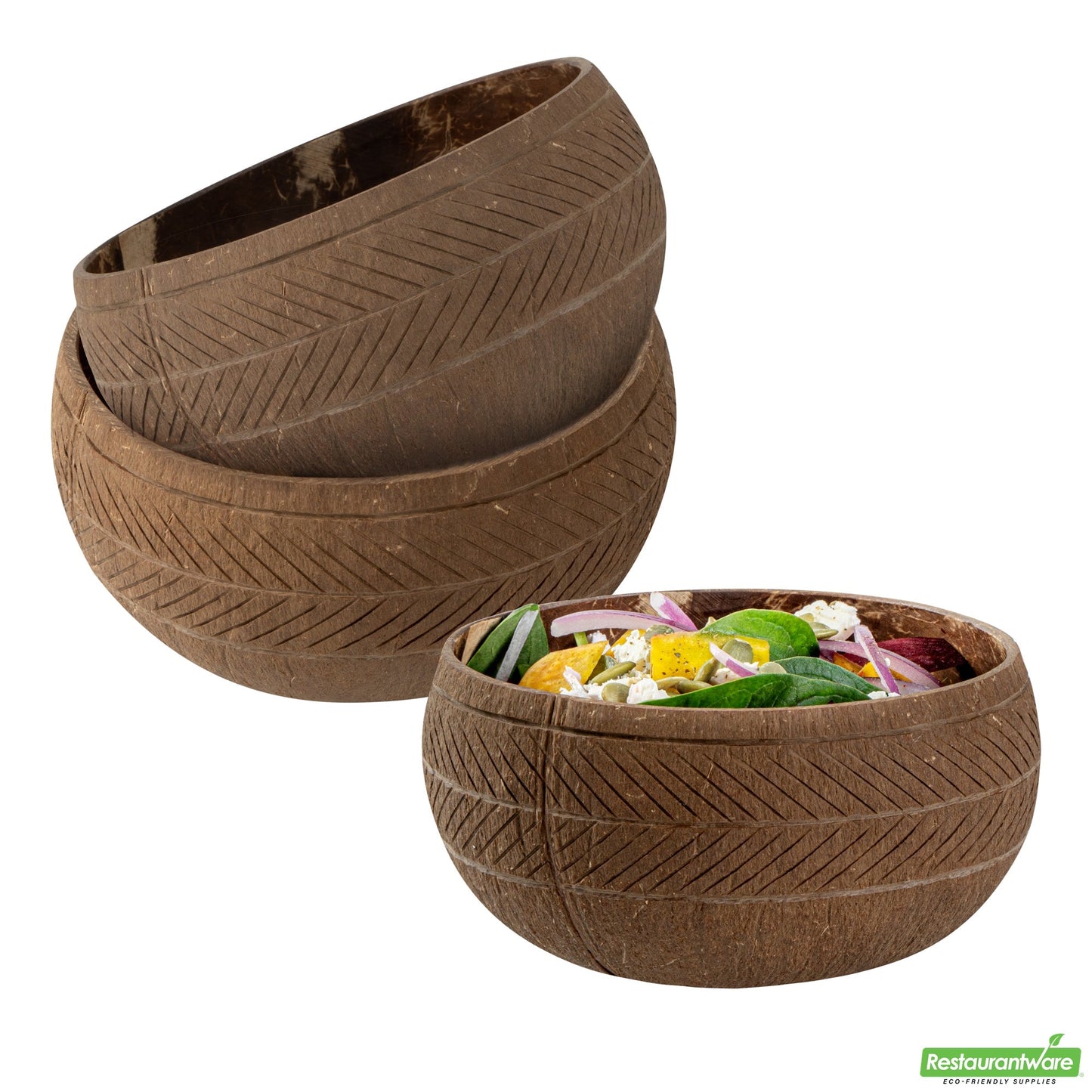 Wholesale Restaurantware Coco Casa 21 oz Handmade Feather Coconut Bowl- Bulk
