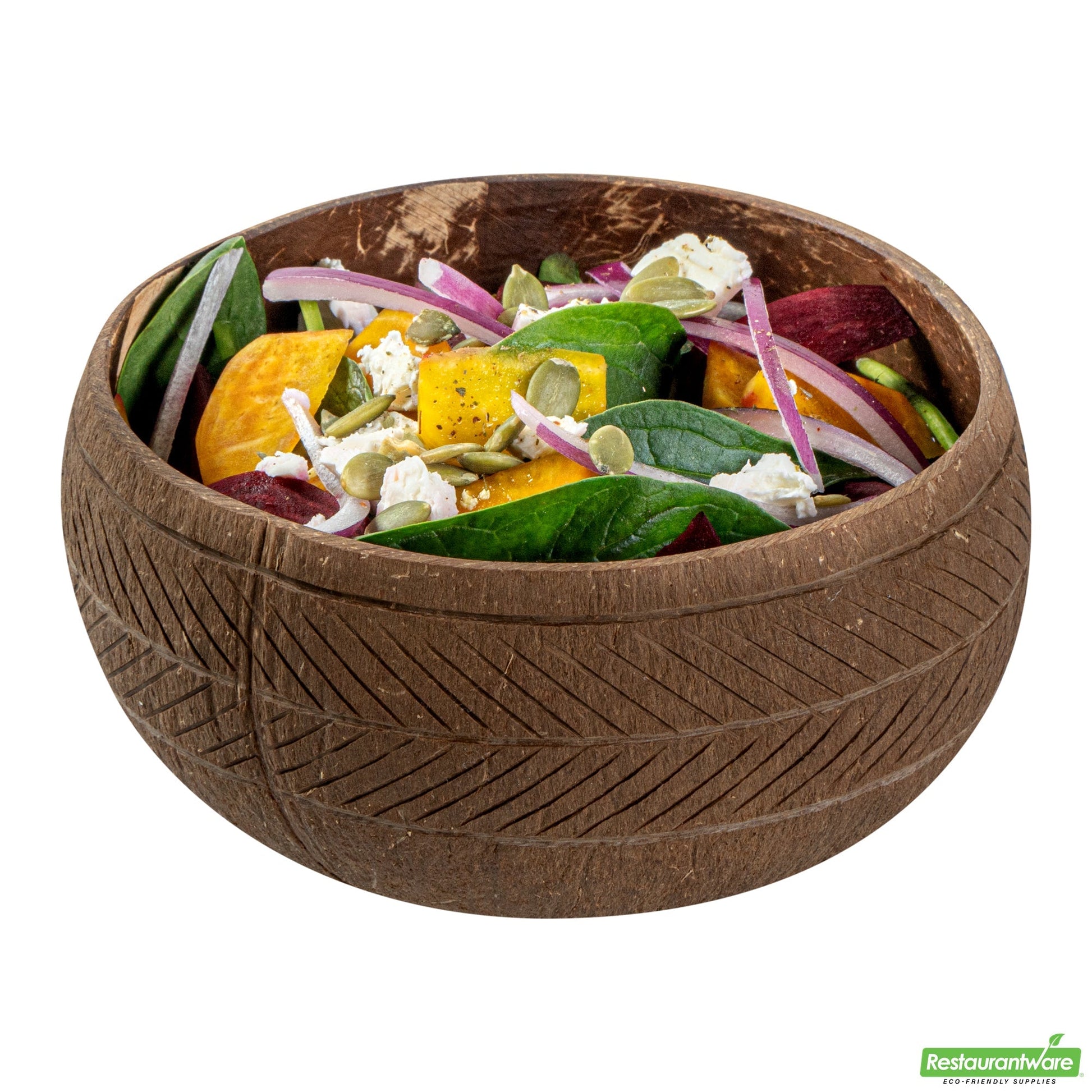 Wholesale Restaurantware Coco Casa 21 oz Handmade Feather Coconut Bowl- Bulk