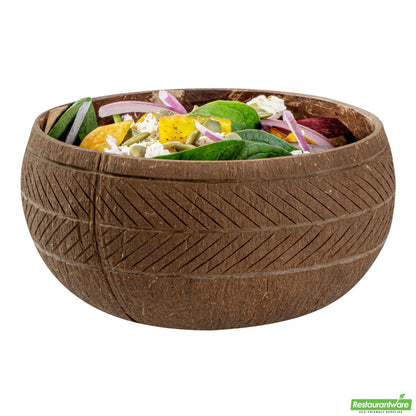Wholesale Restaurantware Coco Casa 21 oz Handmade Feather Coconut Bowl- Bulk