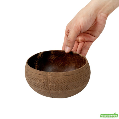 Wholesale Restaurantware Coco Casa 21 oz Handmade Feather Coconut Bowl- Bulk