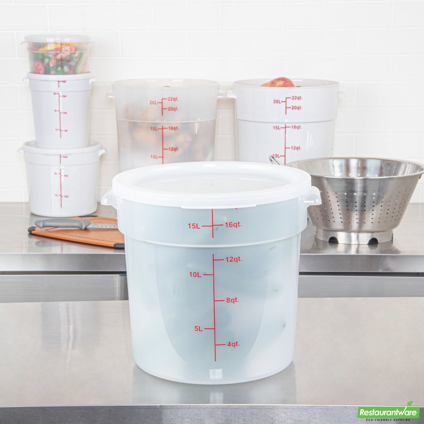 Wholesale Restaurantware Met Lux Round Translucent Plastic Food Storage Container Lid - Fits 12, 18 and 22 Qt- Bulk