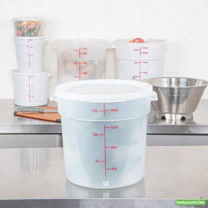 Wholesale Restaurantware Met Lux Round Translucent Plastic Food Storage Container Lid - Fits 12, 18 and 22 Qt- Bulk