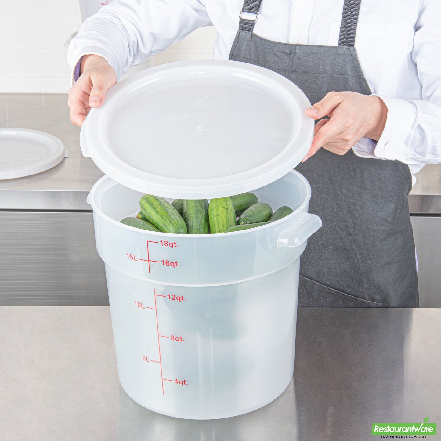 Wholesale Restaurantware Met Lux Round Translucent Plastic Food Storage Container Lid - Fits 12, 18 and 22 Qt- Bulk