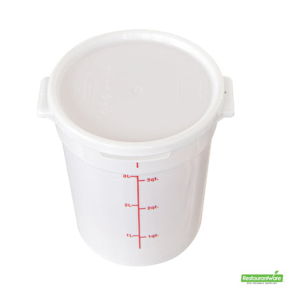 Wholesale Restaurantware Met Lux Round White Plastic Food Storage Container Lid - Fits 2 and 4 Qt- Bulk