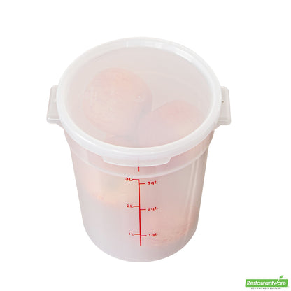 Wholesale Restaurantware Met Lux Round Translucent Plastic Food Storage Container Lid - Fits 2 and 4 Qt- Bulk