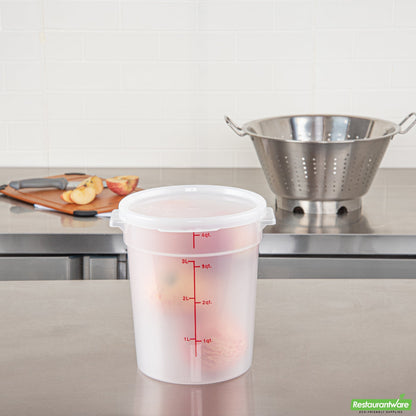 Wholesale Restaurantware Met Lux Round Translucent Plastic Food Storage Container Lid - Fits 2 and 4 Qt- Bulk