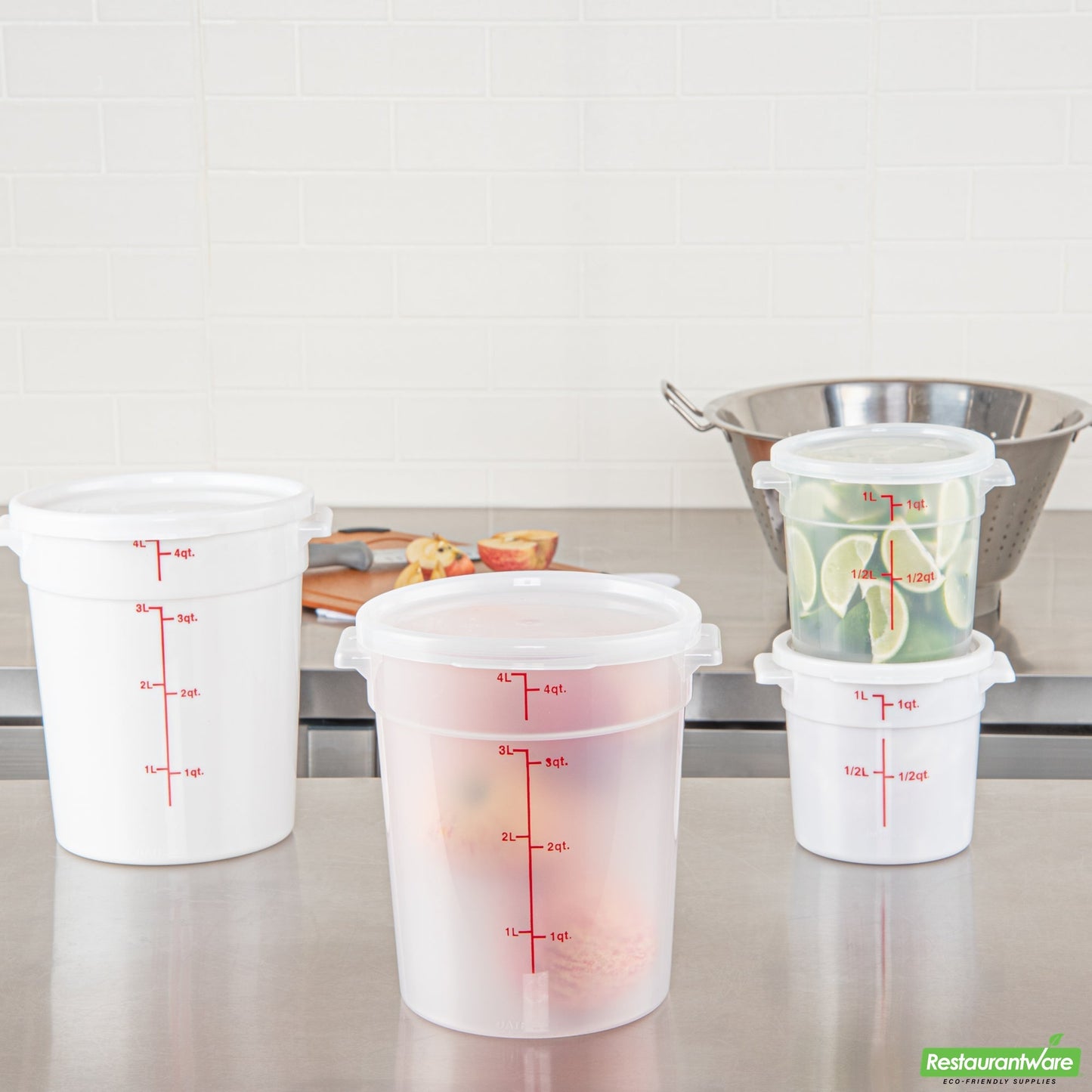 Wholesale Restaurantware Met Lux Round Translucent Plastic Food Storage Container Lid - Fits 2 and 4 Qt- Bulk