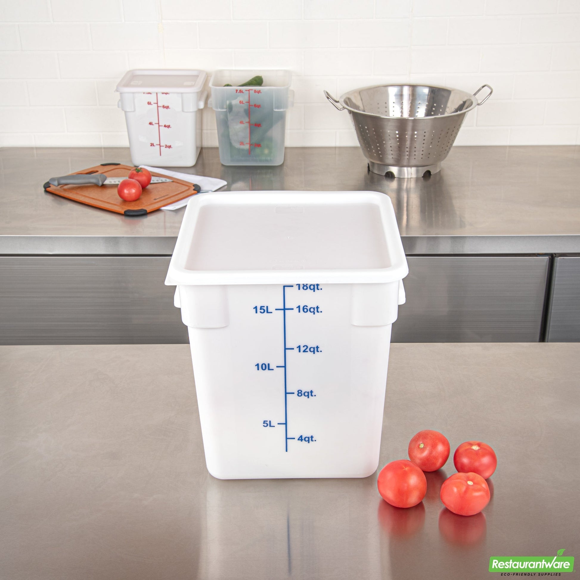 Wholesale Restaurantware Met Lux Square White Plastic Food Storage Container Lid - Fits 12, 18 and 22 Qt- Bulk