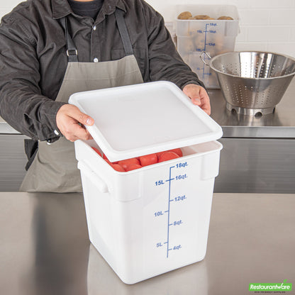 Wholesale Restaurantware Met Lux Square White Plastic Food Storage Container Lid - Fits 12, 18 and 22 Qt- Bulk