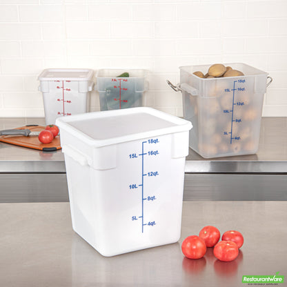 Wholesale Restaurantware Met Lux Square White Plastic Food Storage Container Lid - Fits 12, 18 and 22 Qt- Bulk