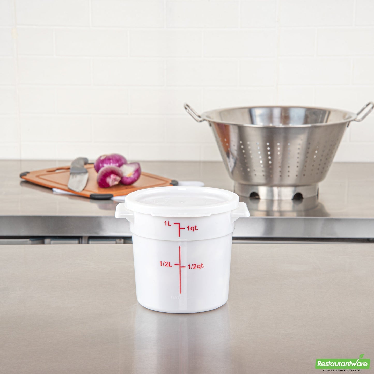 Wholesale Restaurantware Met Lux Round White Plastic Food Storage Container Lid - Fits 1 Qt- Bulk