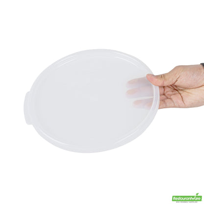 Wholesale Restaurantware Met Lux Round Translucent Plastic Food Storage Container Lid - Fits 6 and 8 Qt- Bulk